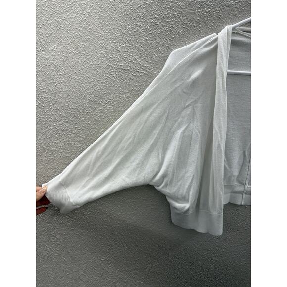 Old Navy Womens Cardigan Size Large White Open Front 3/4 Sleeve Cropped - Picture 2 of 10